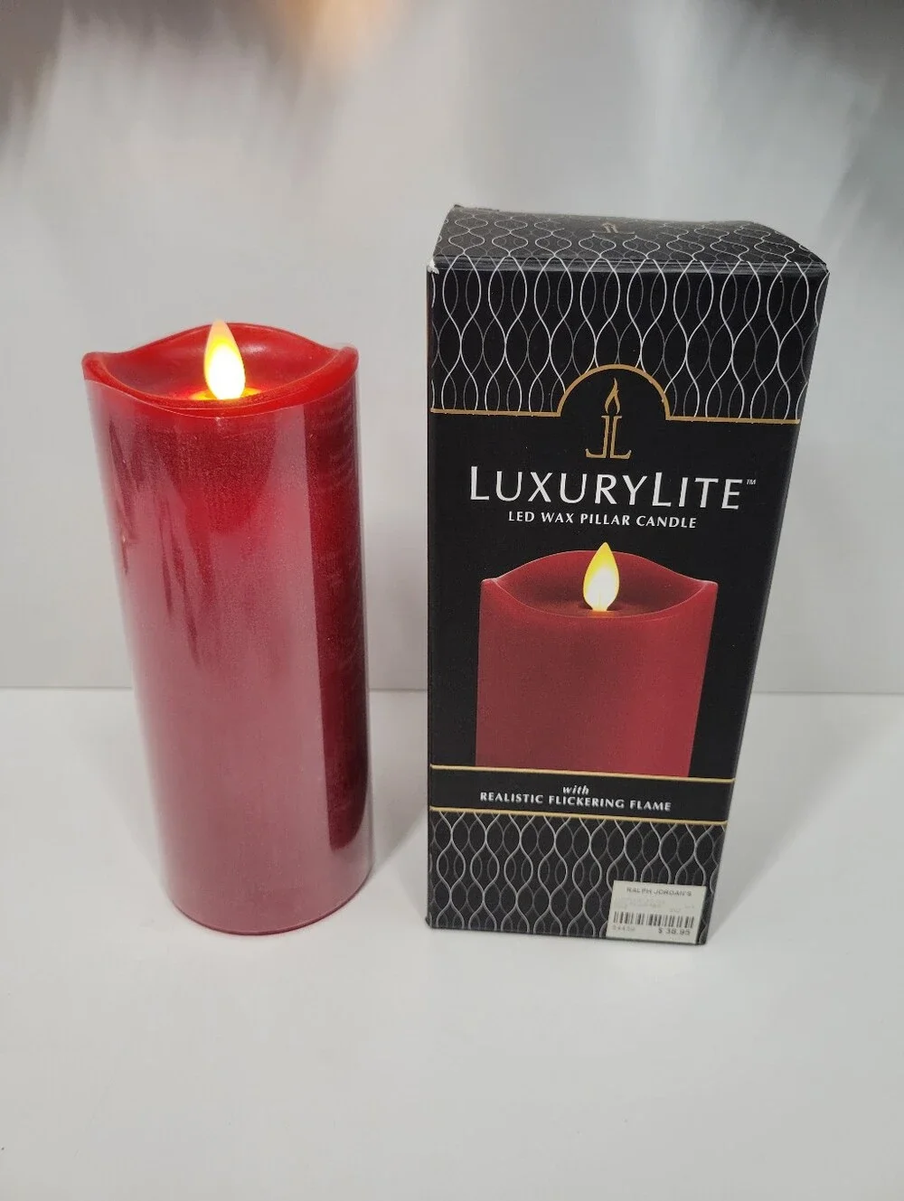 Luxury Lite Red Flameless LED Timer Real Wax Pillar Candle Set Of 3 Tested
